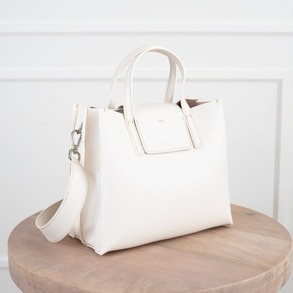 😍The Stella Genuine Leather Satchel Bag - Chalk - Picture 5 of 11
